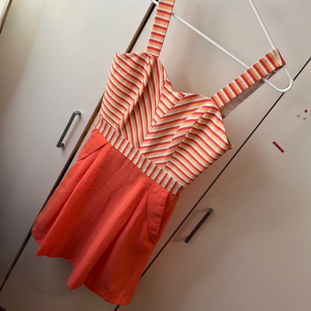 Pink Martini Striped Thick Strap Sweetheart Dress